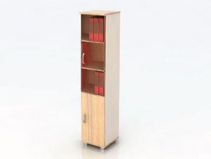 Шкаф узкий со стеклом К13 ― Офисная мебель по низким ценам