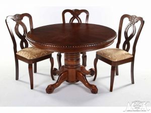 Стол круглый раскладной, массив гевеи/МДФ  ― Офисная мебель по низким ценам