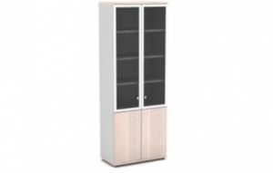 Шкаф со стеклом в алюминиевом профиле (820х440х2195) ― Офисная мебель по низким ценам